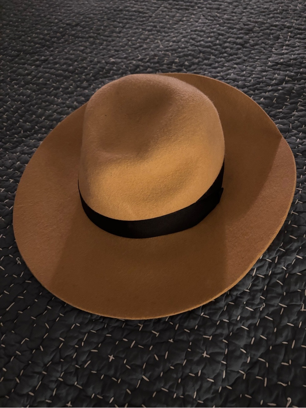 Ladies Wide-Brim Hat in Tan with Black Band from Saks Fifth Avenue